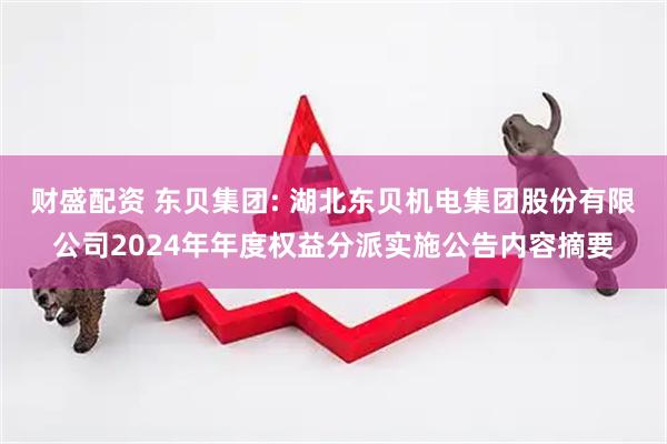 财盛配资 东贝集团: 湖北东贝机电集团股份有限公司2024年年度权益分派实施公告内容摘要